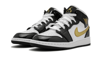 Air Jordan 1 Mid SE GS Black Gold Patent Leather BQ6931 007