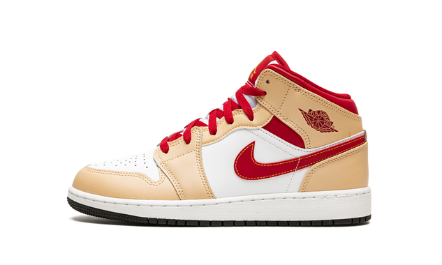 Air Jordan 1 Mid GS Beige / Red 554725 201
